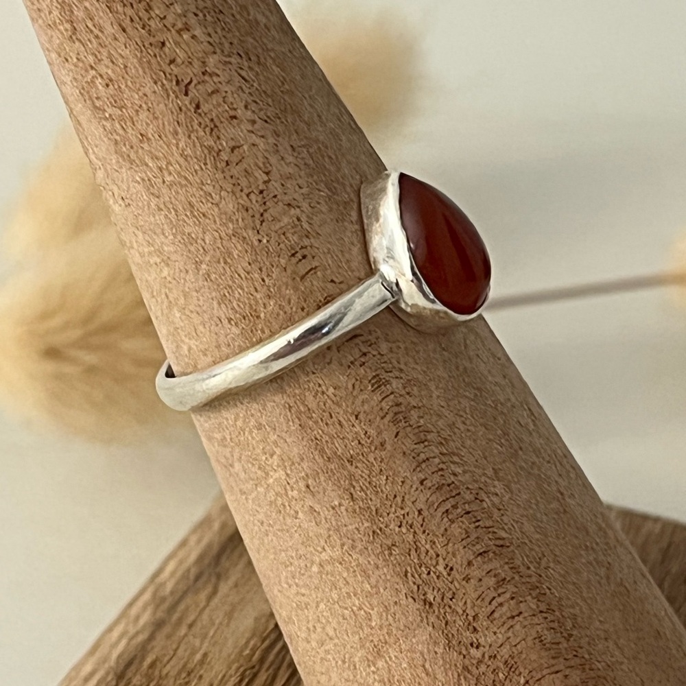 Solid 925 Sterling Silver Carnelian Gemstone Ring… - image 4